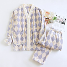 月子服秋冬季法兰绒孕妇睡衣产妇待产服哺乳衣套装保暖喂奶家居服