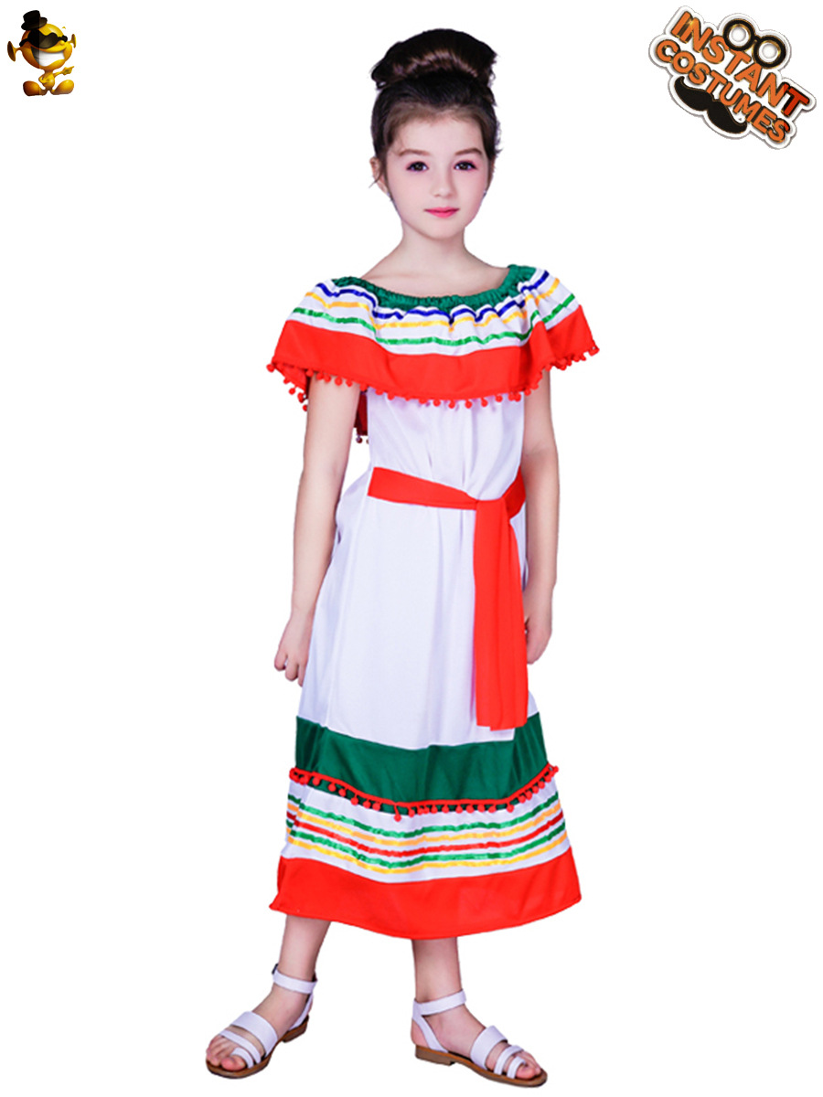 Vestido DE LOS NIÑOS estilo mexicano niñas etapa rendimiento traje Halloween Carnaval