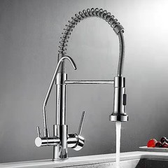 Cross-border spring kitchen pull-out hot and cold faucet all-copper universal filter water purifier three-in-one sink faucet