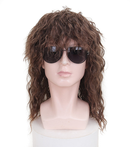 Amazon European and American men's retro rock and roll messy chemical fiber wig COS holiday party daily fake headgear