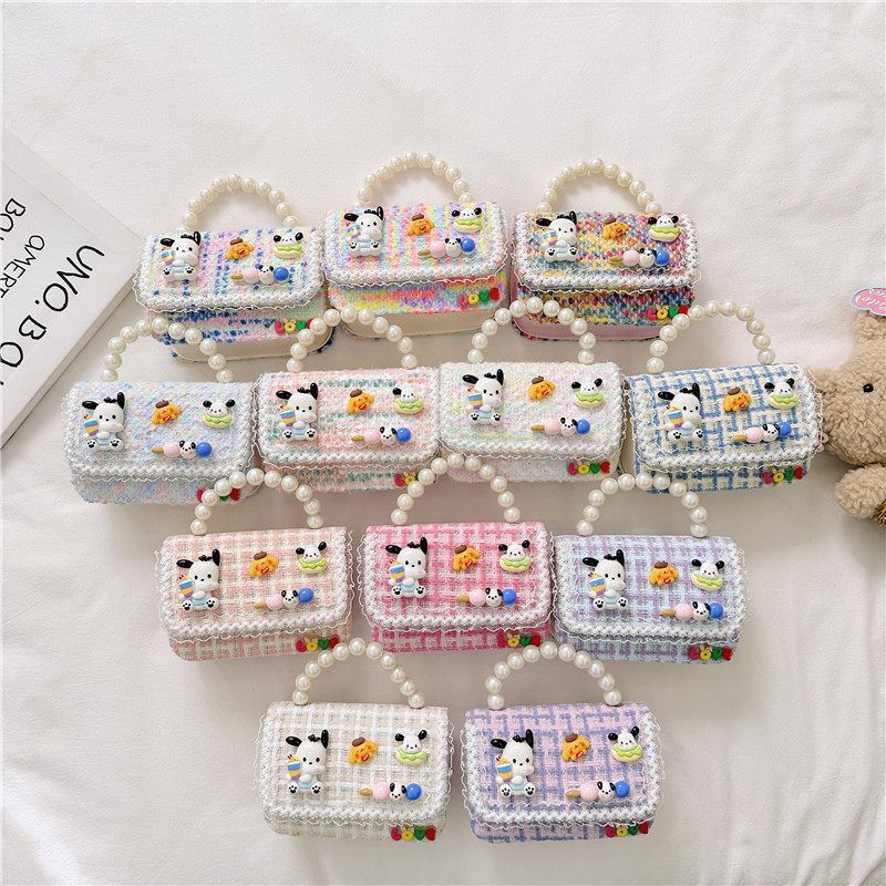 Moda Chanel estilo del todo-fósforo de los niños bolsa de moda de las mujeres de la Tela Escocesa pequeña bolsa cuadrada simple de dibujos animados bebé accesorios bolso bolsa