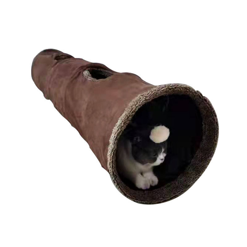 麂皮绒宠物隧道逗猫宠物玩具可折叠通道猫玩具用品加绒猫隧道批发