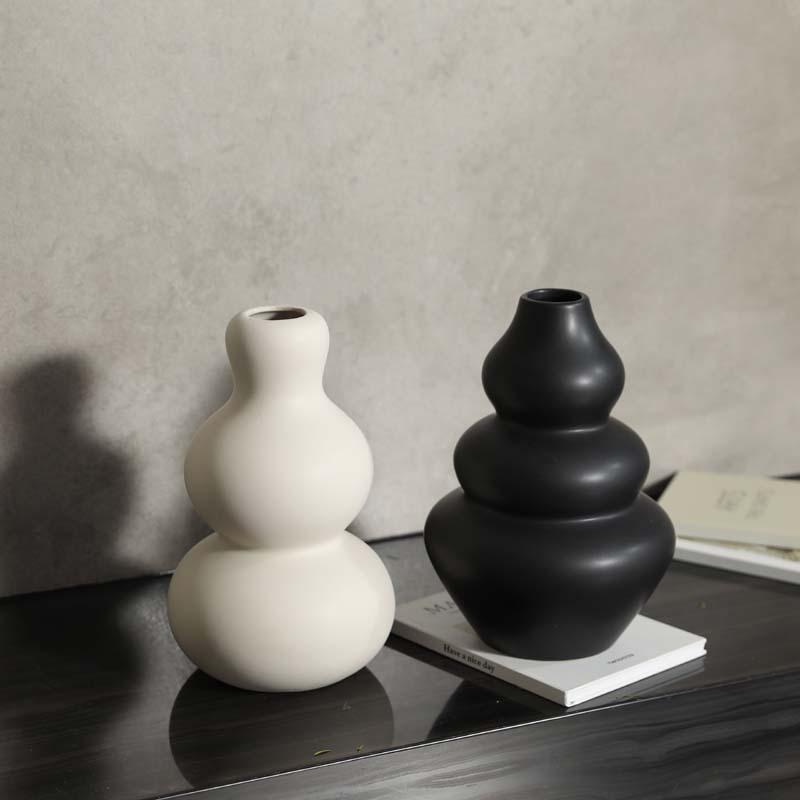 Florero de cerámica moderno en tonos blanco negro y gris decoración minimalista para hogar al por mayor