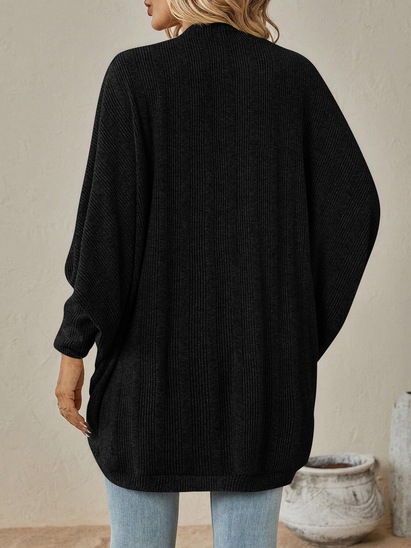 Oversized V-hals vest voor dames - Lange gebreide Coatigan (7 seizoenskleuren, S-XXL)_voghion.com