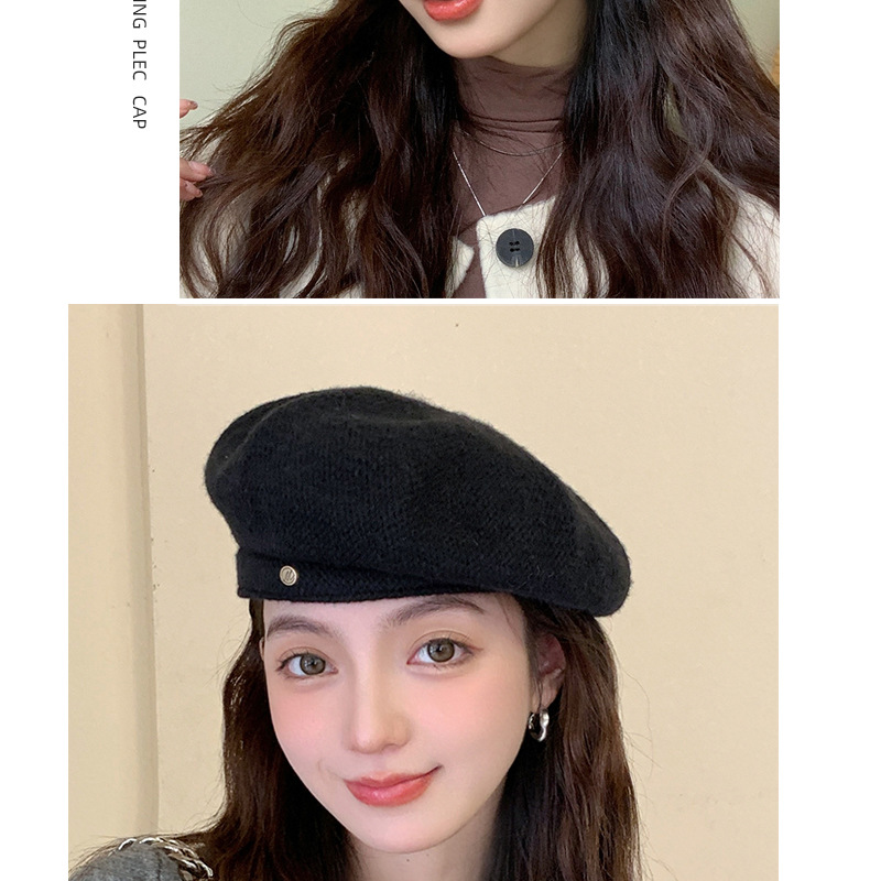 2024 Herbst und Winter Koreanische Ausgabe Internet Celebrity Fashion Baskenmütze Double Wear Vielseitiger Knospenhut Show Face Kleine Malermütze Weiblich_voghion.com