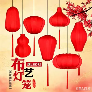 新中式中国风灯笼餐厅酒店茶楼过道布艺吊灯红色装饰异形灯笼批发