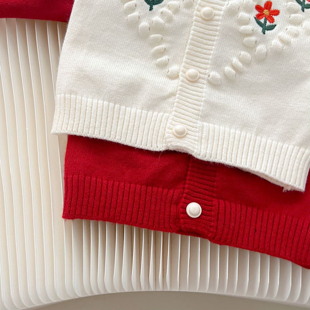JINYONG Kinderpullover Neue koreanische Ausgabe Western Sweet bestickte Blume 3D Ball Strickmantel für Mädchen_voghion.com