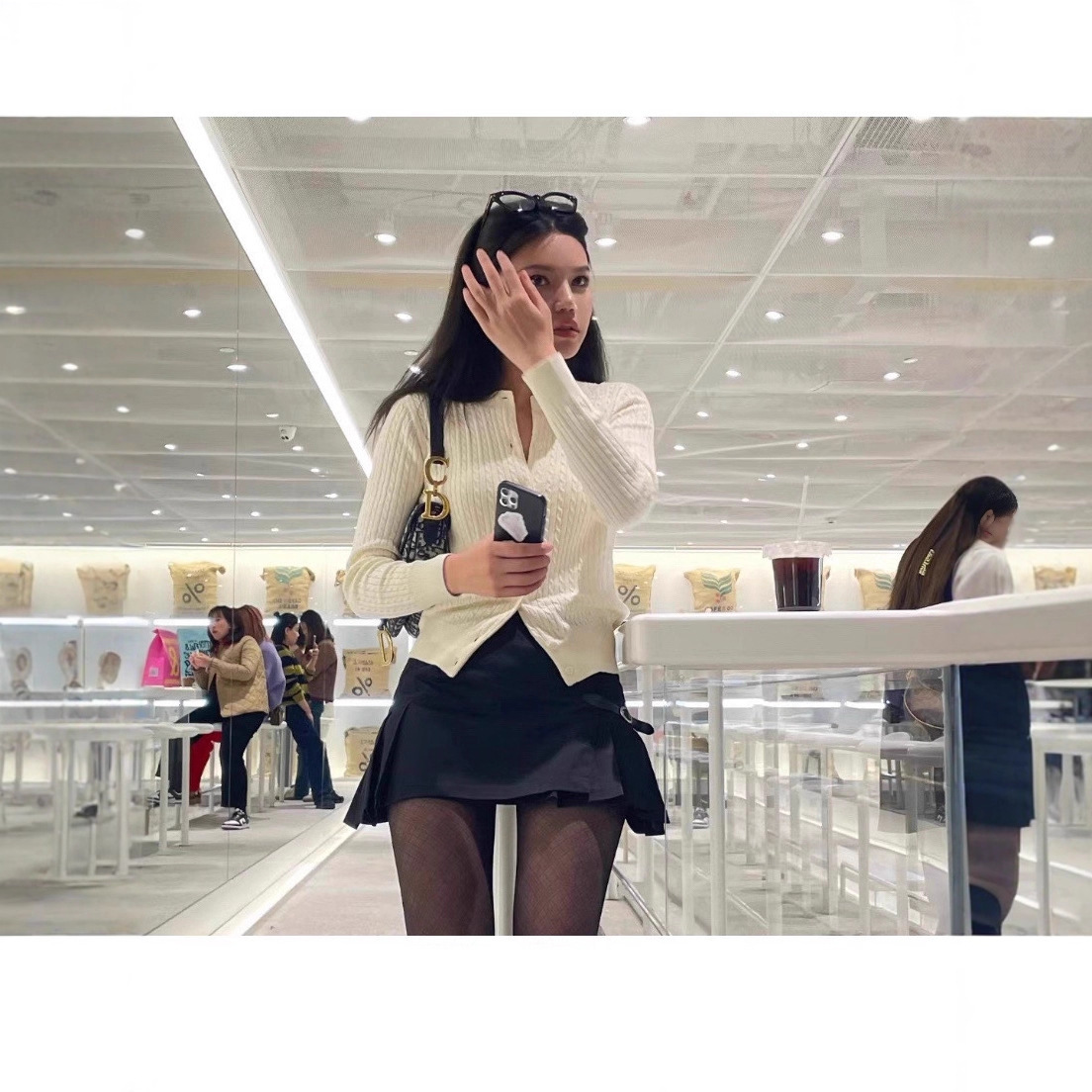 Pl Raffia Horse Logo Embroidery Zhao Lusi Same Style Pony Logo Raffia Sweater Women's Top Small Twist Cardigan Women's Knitwear