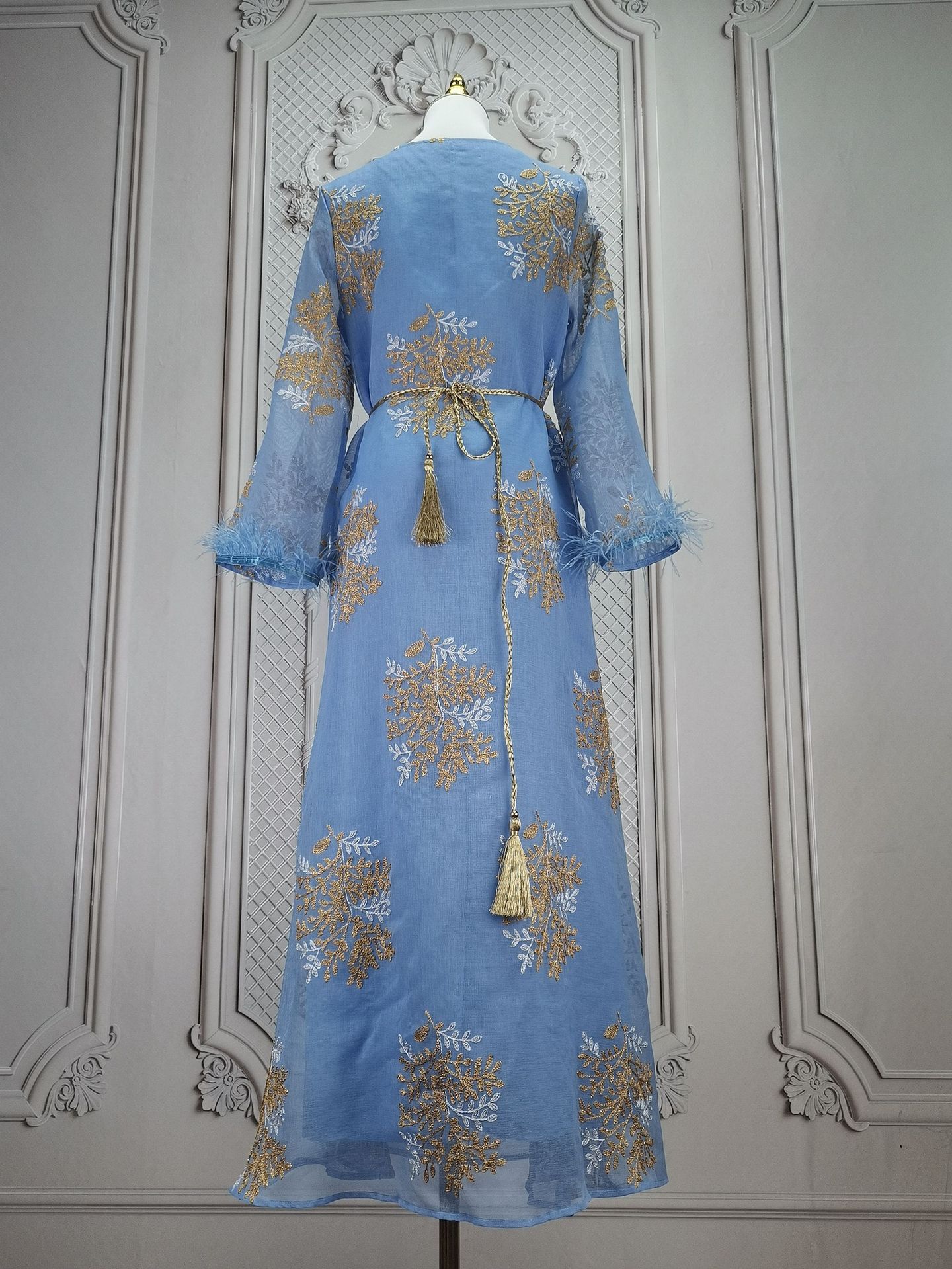 Damenbekleidung Bestickte muslimische Roben Arabische Kleidung Kleider_voghion.com