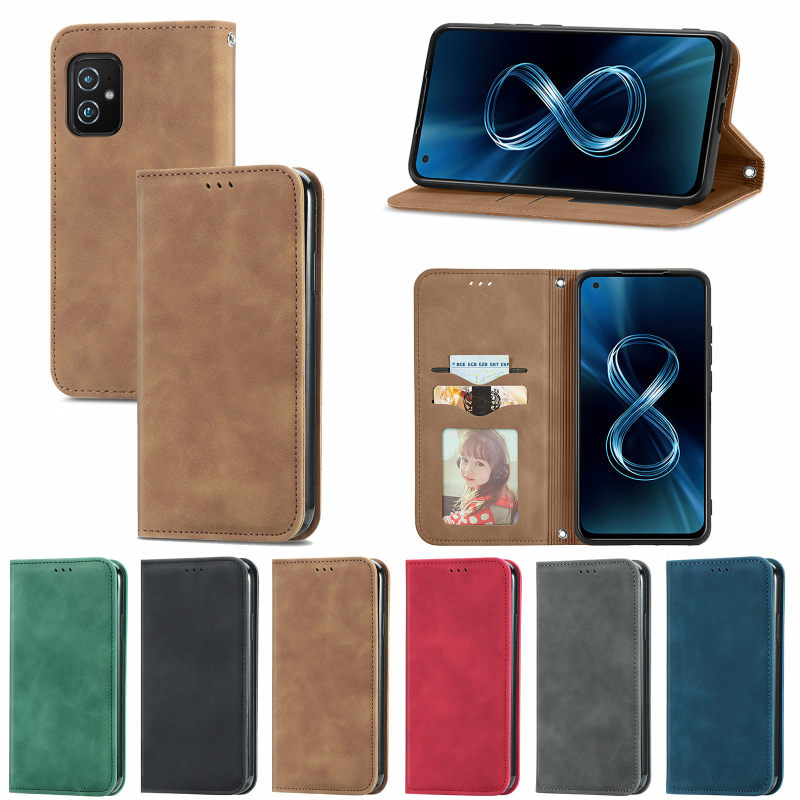 For Asus Zenfone 9/10/11/12 mobile phone case skin-sensitive magnetic card wallet leather case