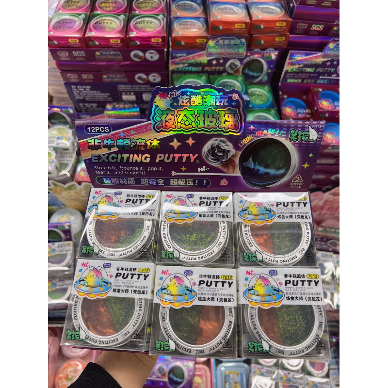 Mud americano, barro de vidrio líquido, juguete de descompresión de fluido no newtoniano, barro de color de rebote que cambia de color