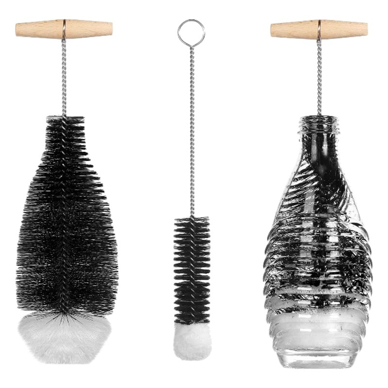 Amazon burbuja botella de agua cepillo fabricante soda botella de vidrio de agua cepillo Copa cepillo de hilo de algodón de coco marrón cepillo de isal