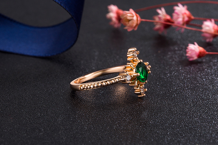 Fashion Snowflake Copper Rings Inlay Artificial Crystal Copper Rings