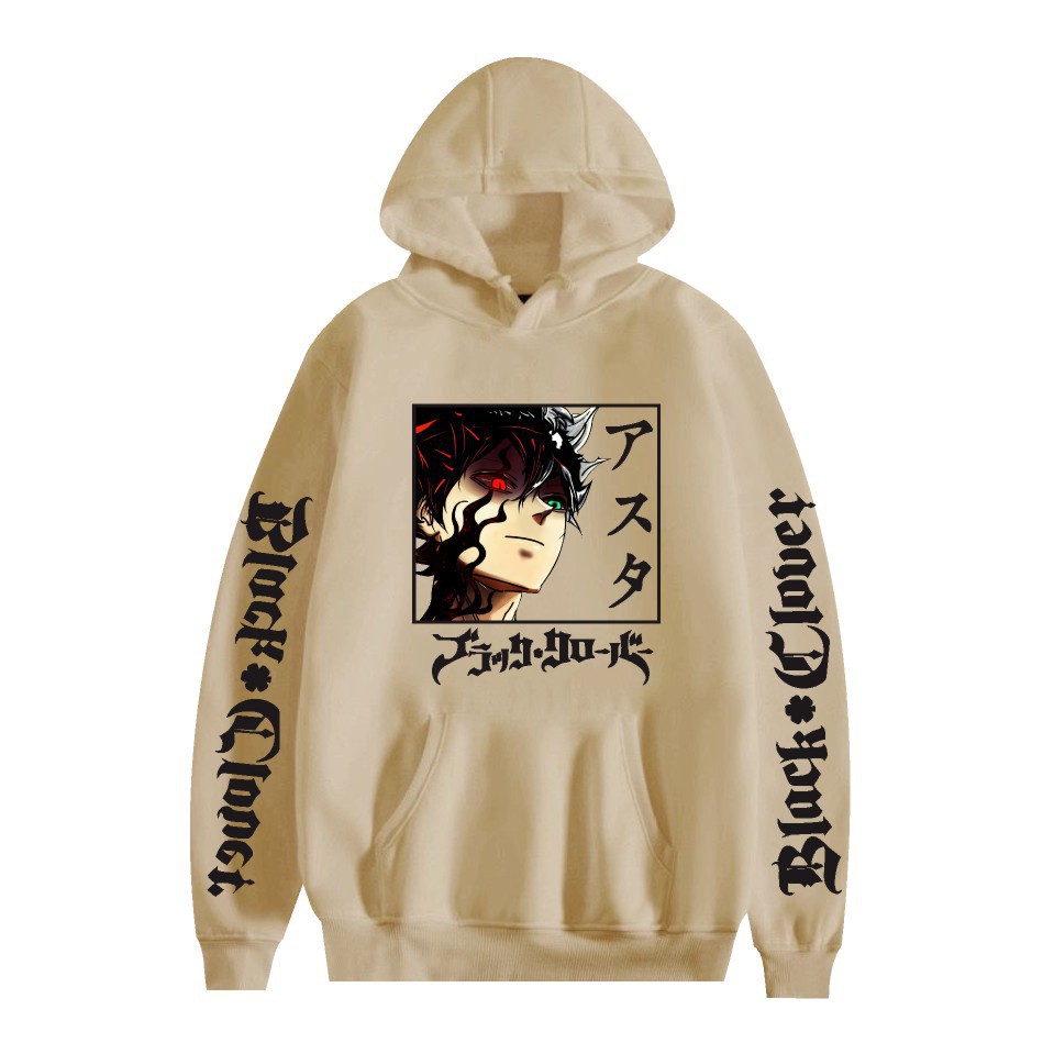 Nuevo estilo transfronterizo popular popular japonés riman black de cuatro hojas-Black Clover más suéter con capucha de terciopelo para mujer