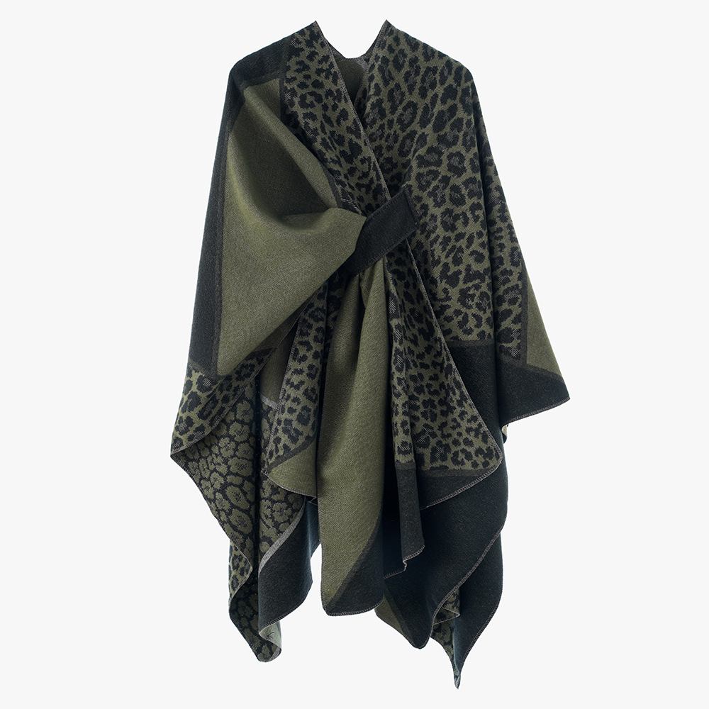 Chal de cachemira con capa de leopardo de primavera y otoño de invierno a prueba de viento abrigo abrigo abrigo de moda