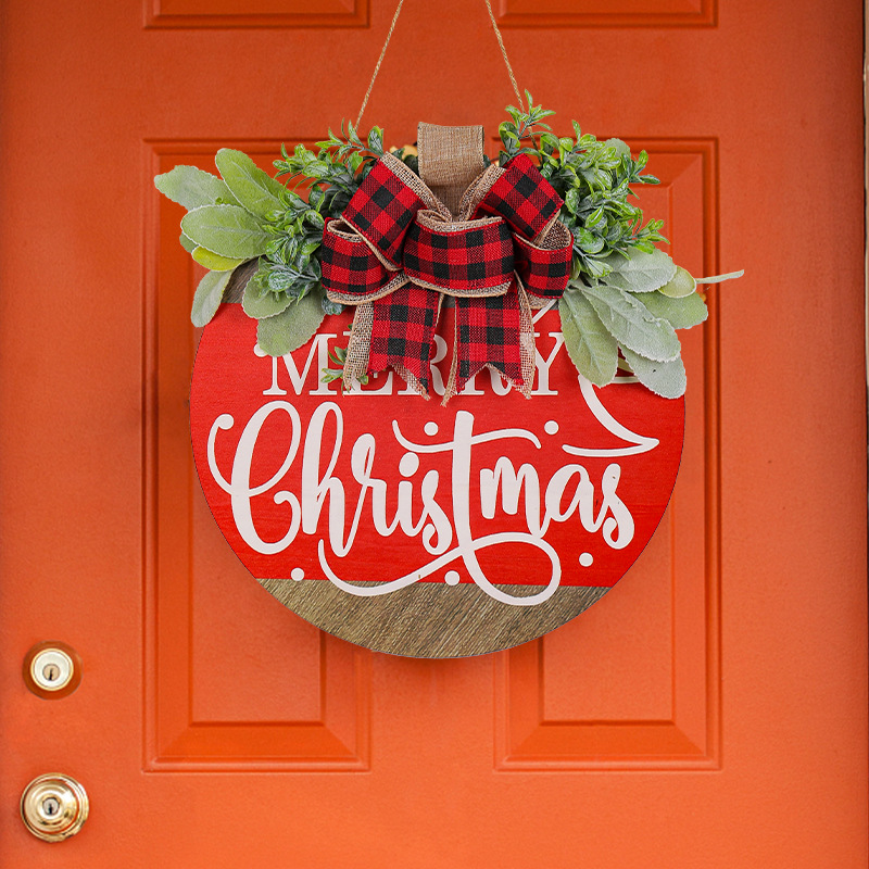 Guirnalda de madera con la frase 'Feliz Navidad' para colgar en la puerta, decoración navideña para escaparates de centros comerciales, venta al por mayor
