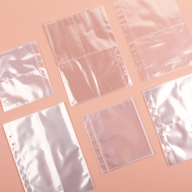 A5 reemplazo de álbum de hojas sueltas colección de bolsa de almacenamiento de tarjeta pequeña estrella de 3 pulgadas y 5 pulgadas 4-grid High transparente 6-hole bolsa de álbum de hojas sueltas