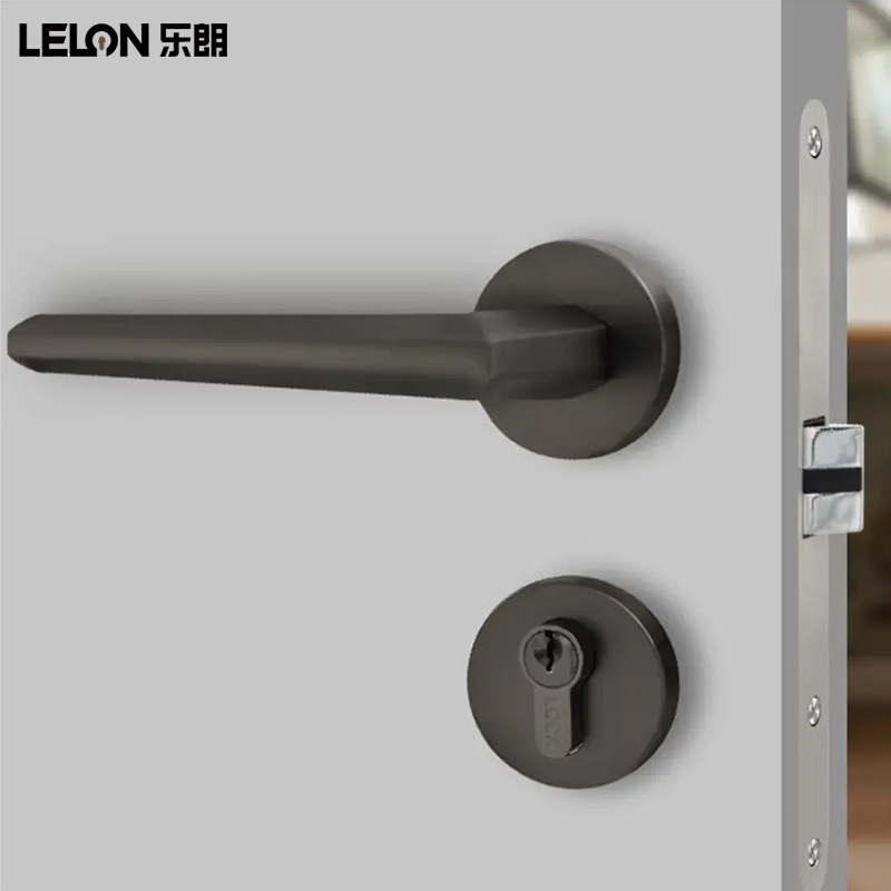 Cerradura de la puerta del dormitorio gris moderno cerradura de mano de aleación de zinc cerradura de puerta general cerradura de la puerta de madera maquinaria doméstica cerradura personalizada