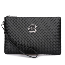 跨境2025新款软皮手包软面压花编织男士手拿包时尚潮流PU手抓包