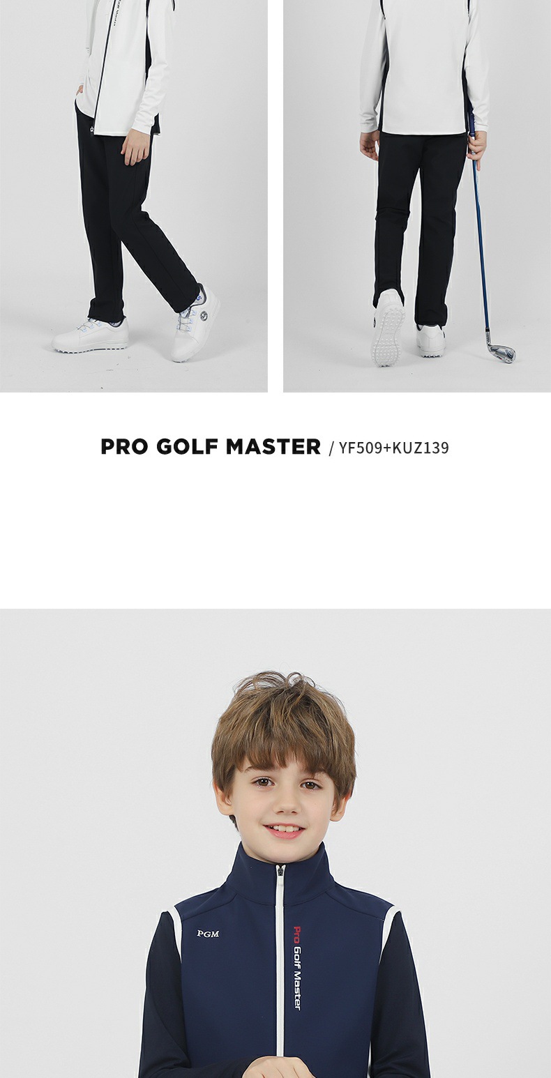 Áo ghi lê trẻ em chơi golf cổ đứng giữ ấm thu đông PGM — YF509-màu xanh nước biển, YF509-màu trắng, YF509-Đen chi tiết 8
