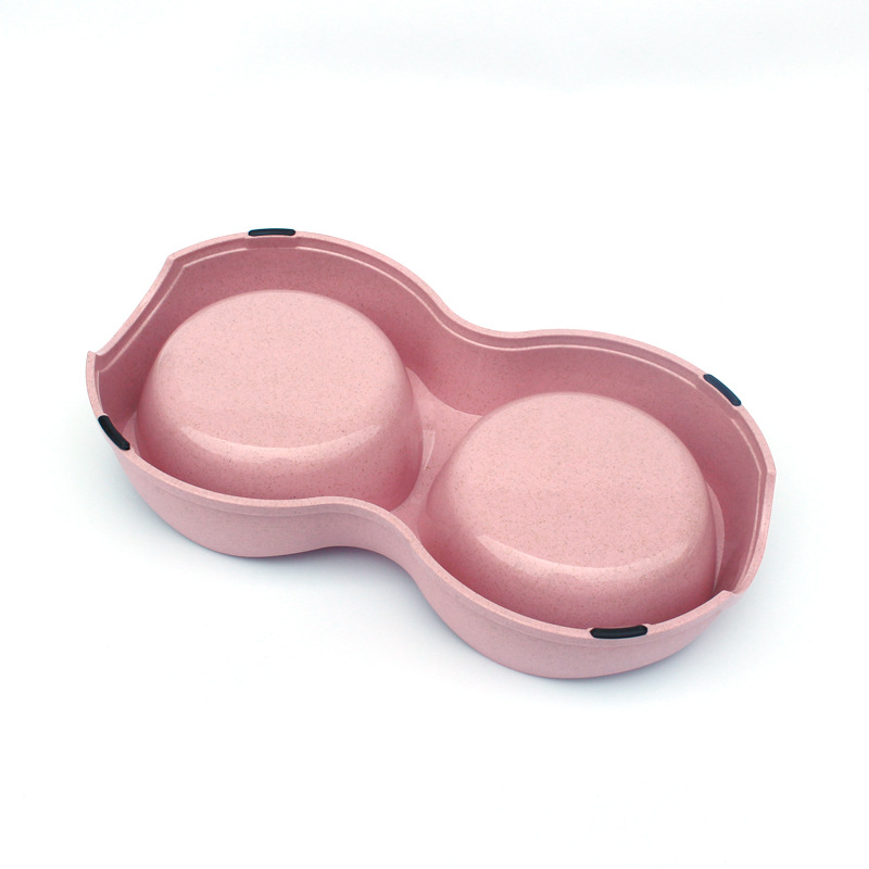 Nueva mascota doble tazón perro engrosada antideslizante paja de trigo arroz tazón gato perro comiendo y bebiendo tazón de doble propósito