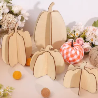 跨境木质3D南瓜家居装饰摆件 万圣节南瓜DIY儿童涂鸦绘画木片定制
