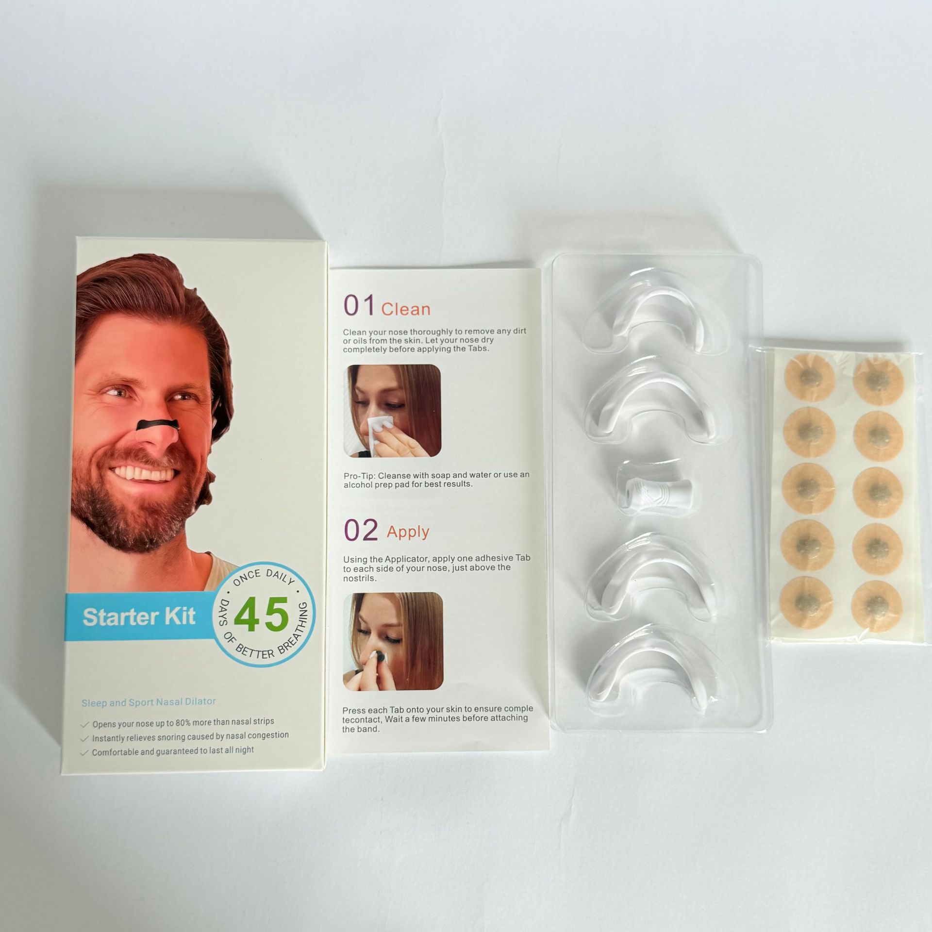 둥근 스티커가 있는 흰색 자석 코 클립 45쌍