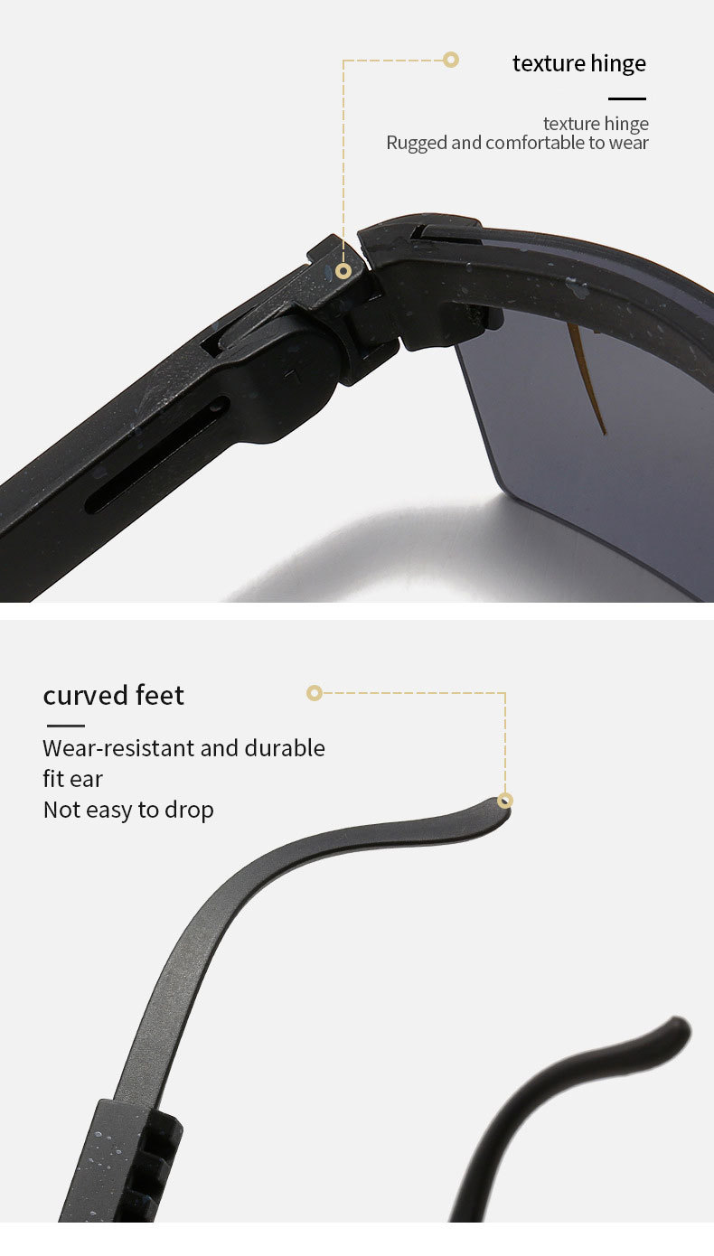 90g Weight Half Frame Glasses Structure Sunglasses Classification Tac, UV400 Protection Lens Material Biker Glasses Style Travel, Fishing Occasion All Seasons Season Unisex Gender Grey, Black Color Exaggerated Punk Streetwear Color Block Tac UV400 Protection Biker Half Frame Sports Sunglasses 3
