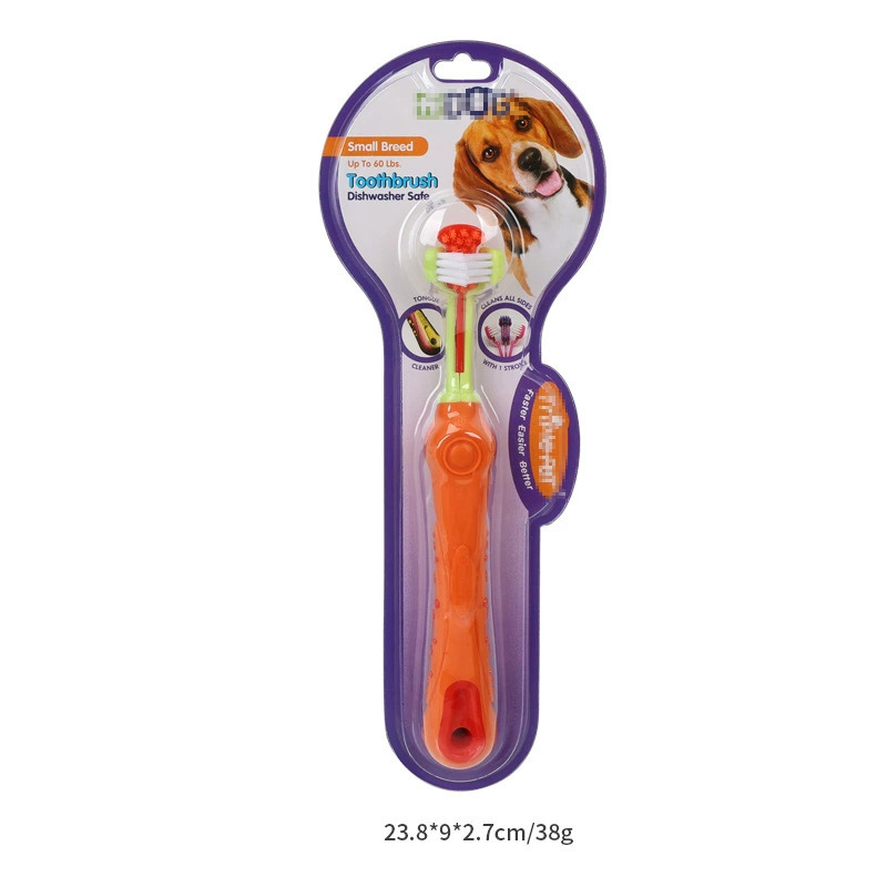 Productos para mascotas de explosión transfronteriza cepillo de dientes de tres extremos cepillo de dientes tridimensional cepillo de dientes multiángulo cepillo de dientes oral para perros y gatos image 16