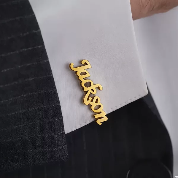 Amazon's Best-Selling Custom Stainless Steel English Letter Cufflinks, Fashionable Men's Suit Name Tags, High-End Clothing Accessories