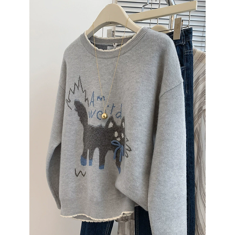 Demi-season knitted sweater, increased thickness