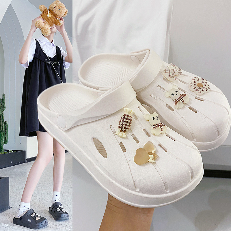 2023 New Bear Cave Shoes PVC Outer Wear Beach Sandals and Slippers Instagram Popular Astronaut Fashion Slippers for Women