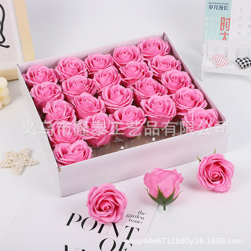 Regalo de San Valentín Caja de regalo de flor de jabón de cinco capas con base rosa ramo decorado a mano flor de jabón al por mayor