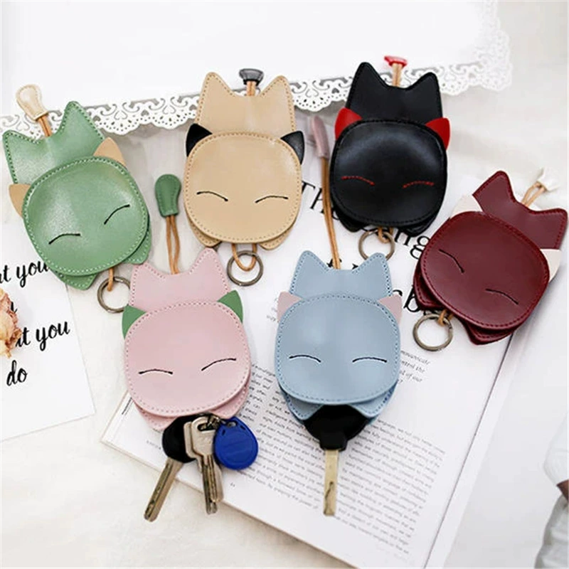 Выдвижная сумка для ключей в корейском стиле, универсальный кожаный чехол для хранения ключей, милый кулон для сумки