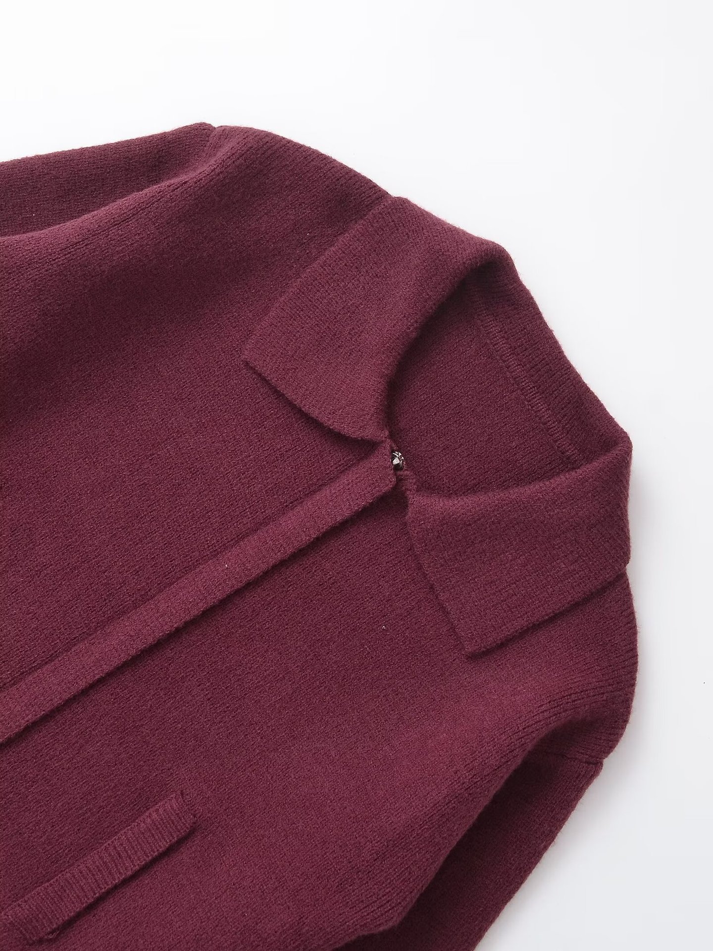 Frauen Herbst Winter Neue Mode Vielseitig Kragen Einfarbig Strick Mantel_voghion.com