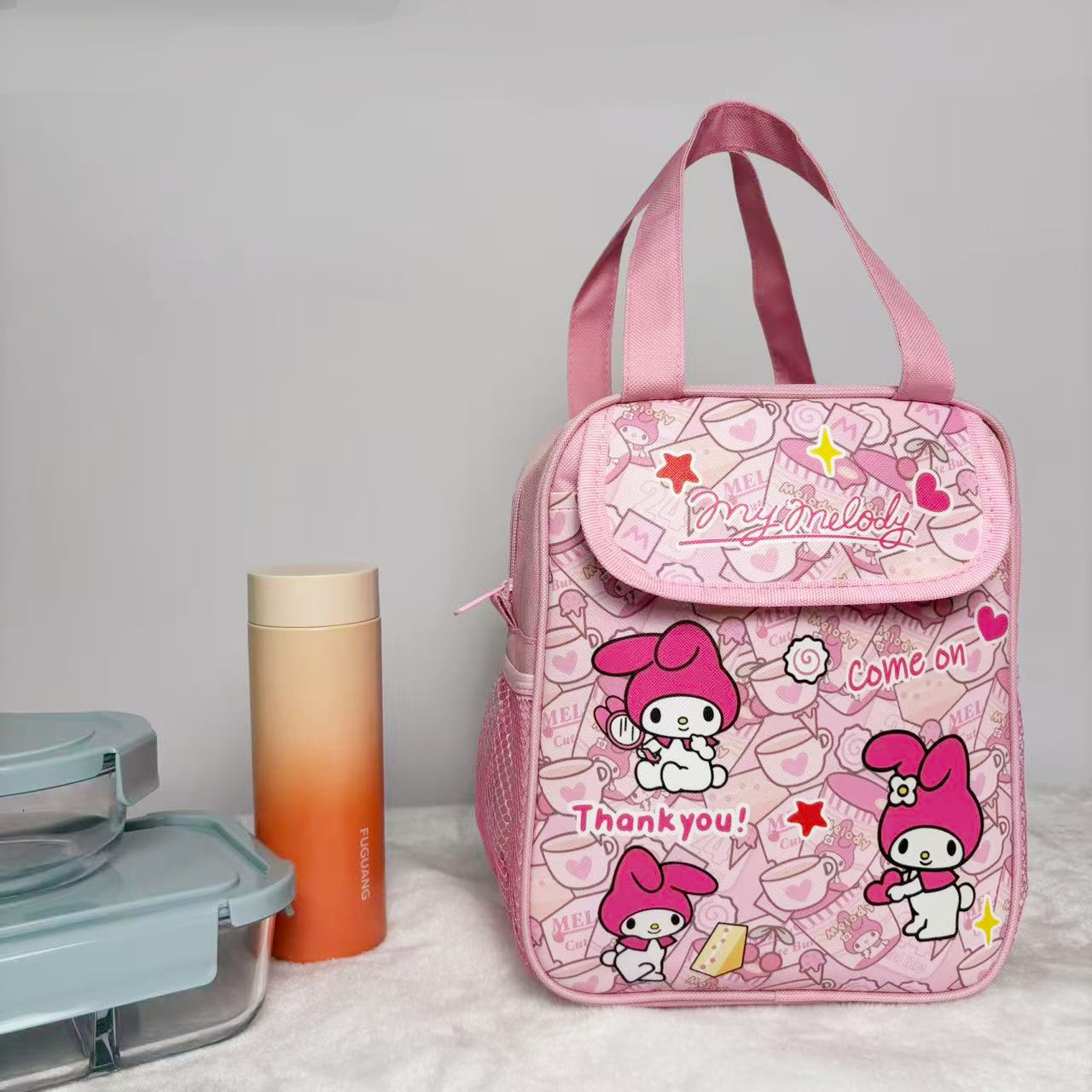 Cute Cartoon Insulated Bag with Lunch Box for Kidsren and Primary School Students, Waterproof Large Lunch Tote Bag