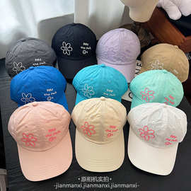 烫印花朵薄款su干棒球帽子女春夏新款韩版减龄字母弯檐鸭舌帽批发