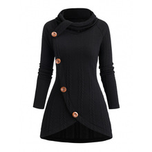 X 94812 High neck irregular button sweater ���첻����Ŧ��ë