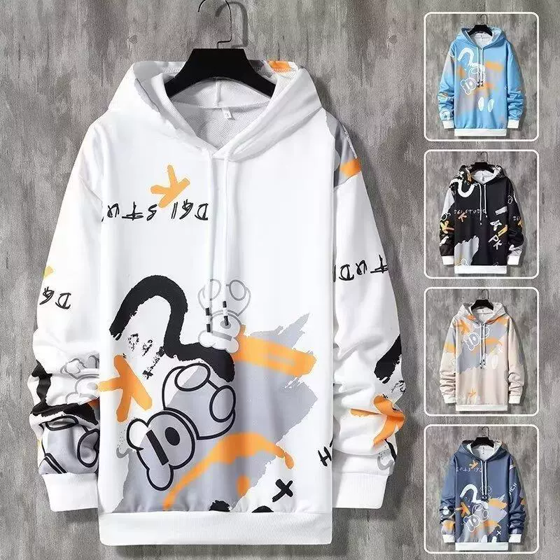 Трансграничные подростки с капюшоном свитеров для мужчин и женщин весной и осенью свободный повседневный мультфильм граффити ins внешний костюм