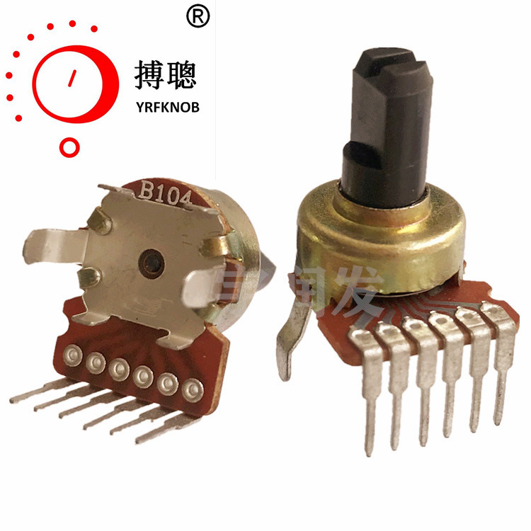 RK121G双联碳膜电位器6pin阻值B1K-B500K半圆柄长10mm