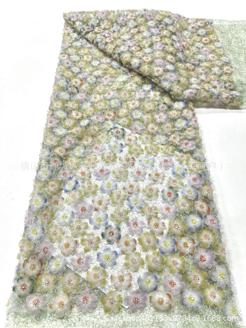 Fabricante nuevo 3D pequeña tela de flores y cuentas ins red con un vestido fresco pequeño vestido de tela de moda
