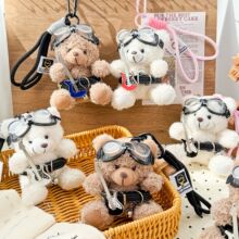 创意毛绒玩具爆款网红玩具飞行员小熊玩偶可爱熊生日礼物玩偶挂件