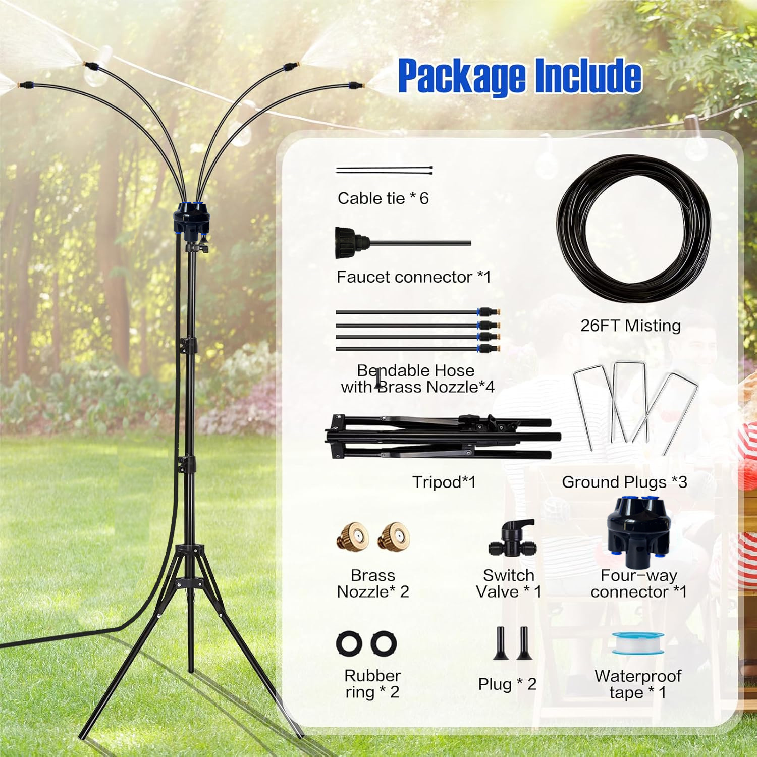 Sistema a bassa pressione fisso, irrigatore regolabile per esterni, ideale per rinfrescare cortili e per irrigare fiori con getto universale._voghion.com