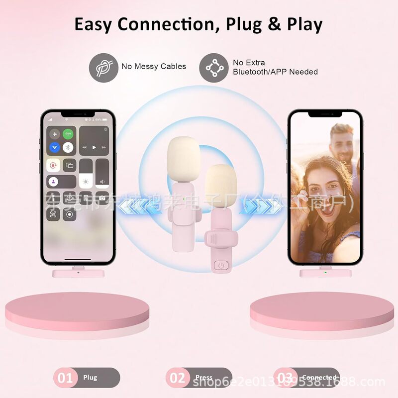 人気のあるワイヤレスイッパーマイクK1K9ピンクの携帯電話の生放送で騒音を低減し、毛羽立ちの小さいマイクを収音します。|undefined