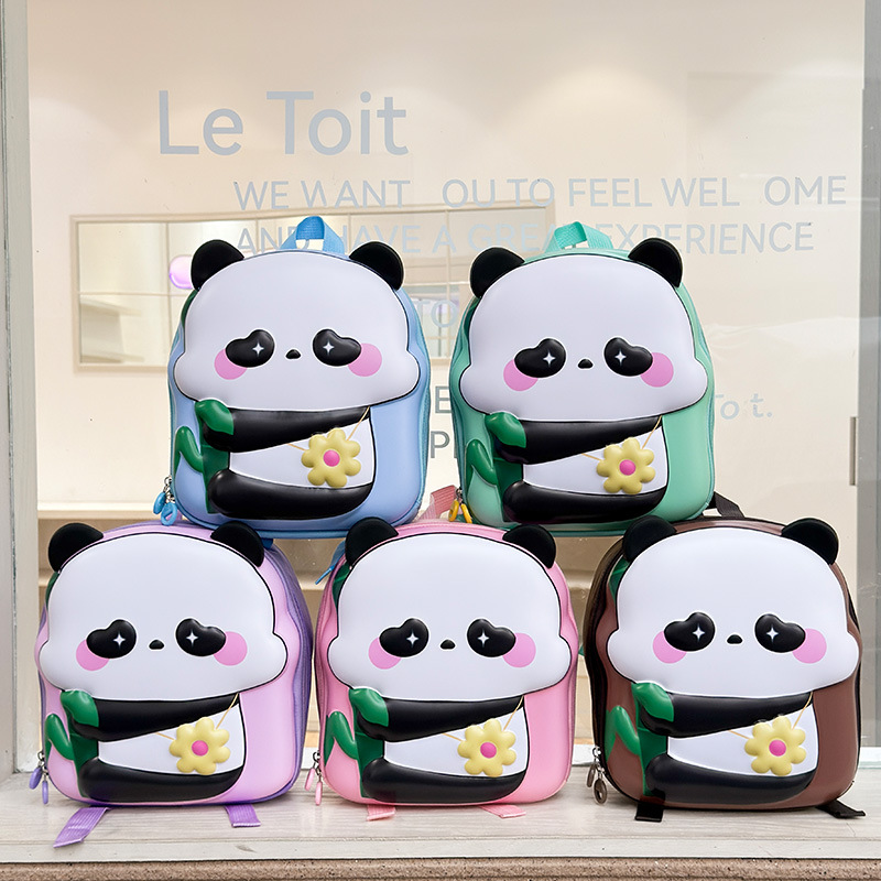 Jardín de infantes, mochila escolar para bebés, caricatura, lindo panda, mochila de cáscara de huevo, nueva mochila infantil transfronteriza