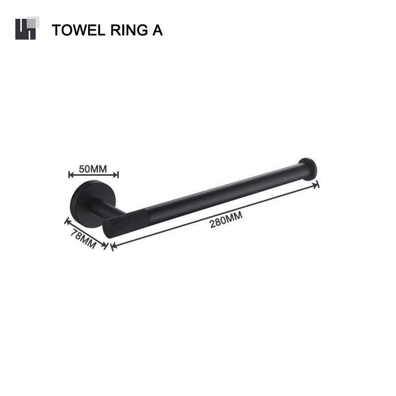 Toallero de baño de acero inoxidable negro mate transfronterizo Toalla de toalla Soporte de toalla de papel Gancho de ropa Baño de hotel Colgante de sala de moleteado de latón