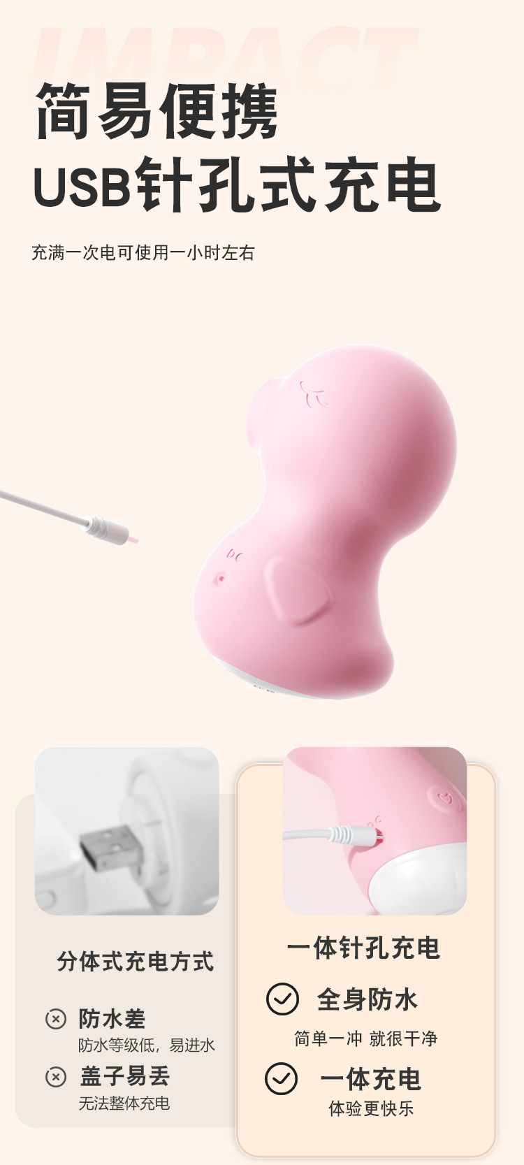 Baby Duck Wearable Vibrating Egg with Remote Control Suction, Pink Silicone Adult Toy — detail image 19