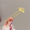 Two tooth double apricot leaves-gold