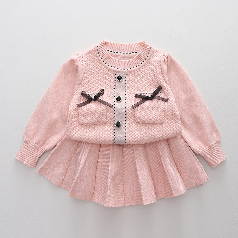Sweater 2022 Autumn New Small Fragrance Knitted Two Piece Girls' Set Women's Treasure Skirt_voghion.com