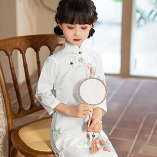 Carefully Selected 2025 New Autum Chinese Style Kidsren's Cheongsam Spring and Autum Clothing Cheongsam Dress for Girls in Cheongsam Style